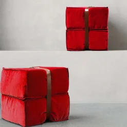 DLA Design Lab Ottomans & Poufs<Docker Red Velvet Pouf