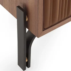 Morica Design Sideboards Buffets<2-Door canette cognac Leather & Walnut Sideboard