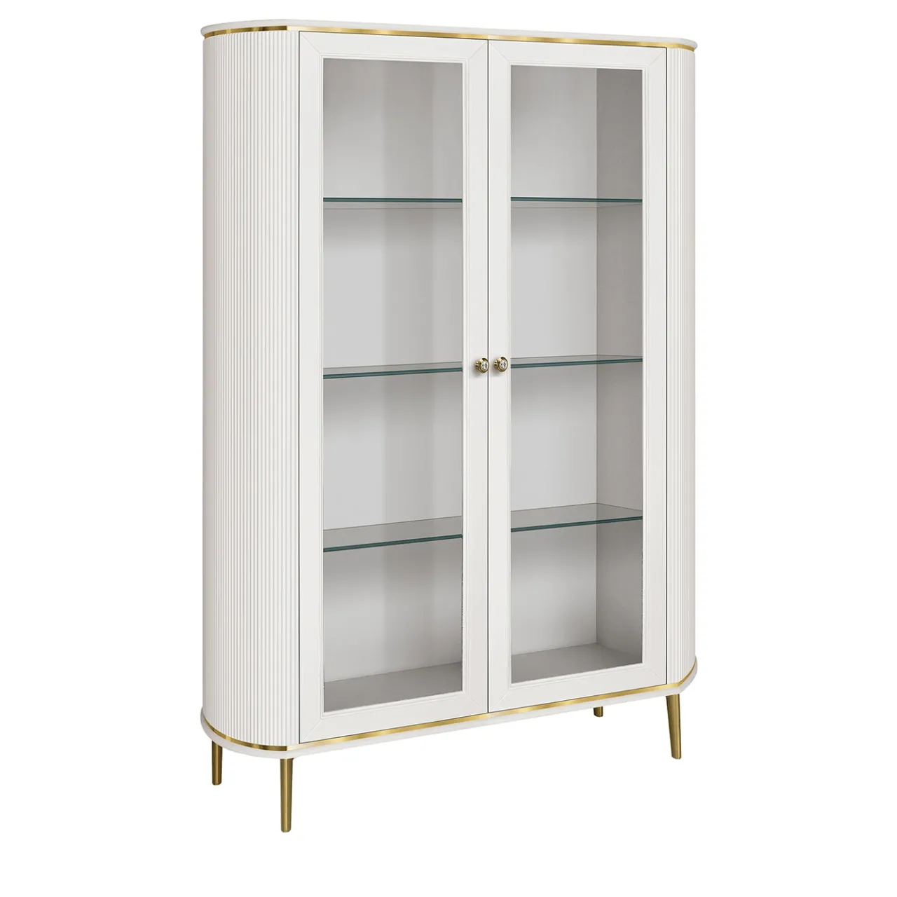 Morello Gianpaolo Cabinets<2-Door Glass Cabinet with Golden Accents