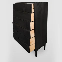 Ebanisteria Roberto Gambella Dressers<Dovetail Scandinavian Black Six-Drawer Dresser