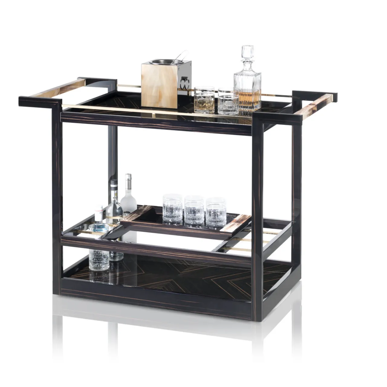 Arcahorn Serving Tables<Ebony Wood Bar Cart