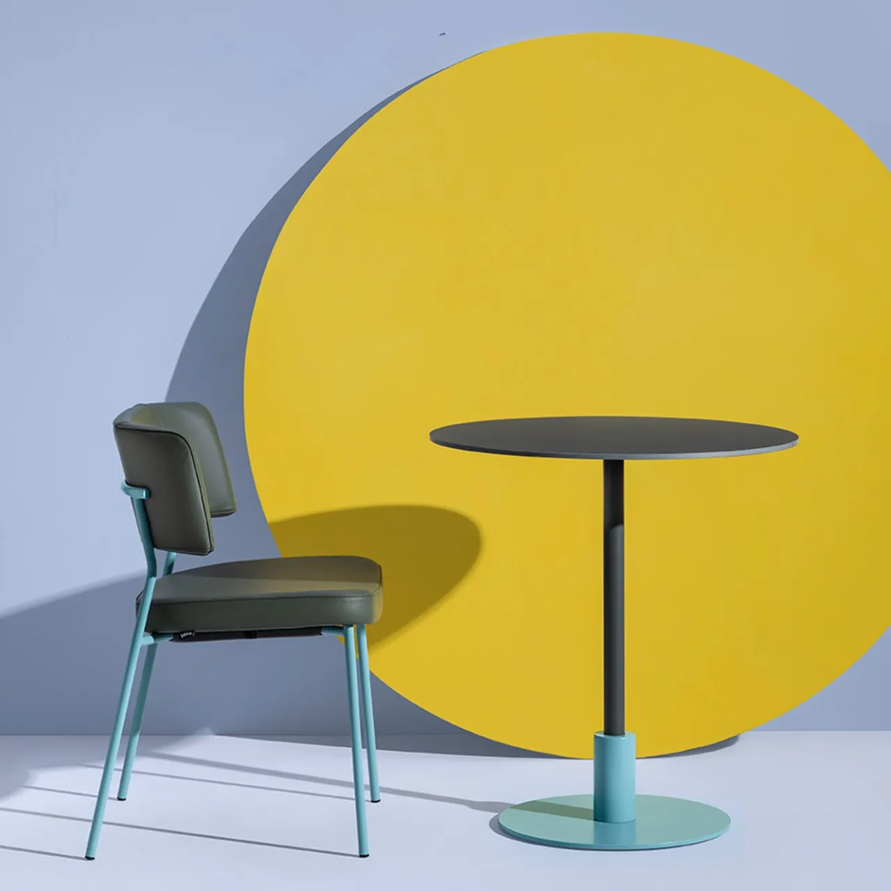 TrabA' Outdoor Dining Tables<Echo Round Turquoise & Gray-Green Table by Gabbertas Studio