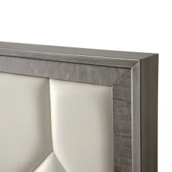 Franco Bianchini Beds<Elegance Boiserie White Leather & Sycamore Wood Bed