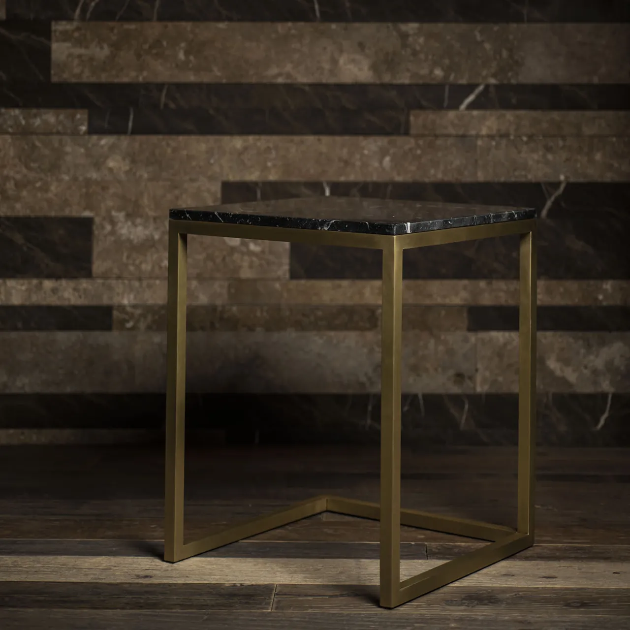 V.L. Lavorazioni In Ferro Side Tables<Esopo Brass and Black Marble Side Table by Antonio Saporito
