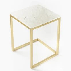 V.L. Lavorazioni In Ferro Side Tables<Esopo Brass and White Marble Side Table by Antonio Saporito