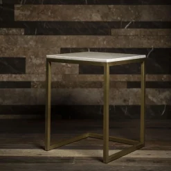 V.L. Lavorazioni In Ferro Side Tables<Esopo Brass and White Marble Side Table by Antonio Saporito