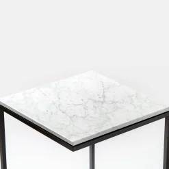 V.L. Lavorazioni In Ferro Side Tables<Esopo Iron and Carrara Marble Side Table by Antonio Saporito