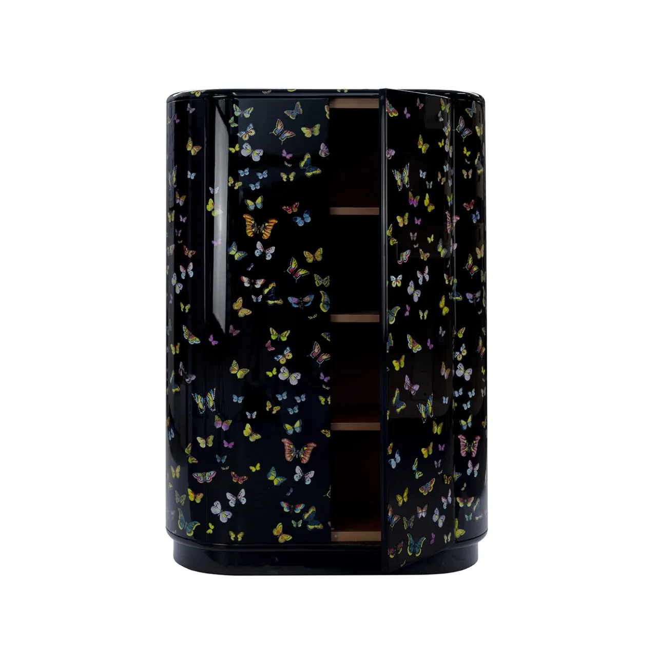 Fornasetti Cabinets<Farfalle Black Curved Cabinet