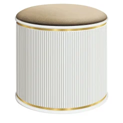 Morello Gianpaolo Ottomans & Poufs<Fashion Pouf with Velvet Seat and Gilded Metal Accents