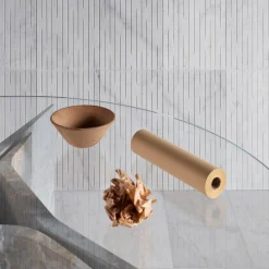 Luce Di Carrara Dining Tables<Filo Round Grey Marble & Glass Dining Table