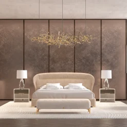 Morello Gianpaolo Beds<Flare 02 Upholstered Beige Velvet Bed
