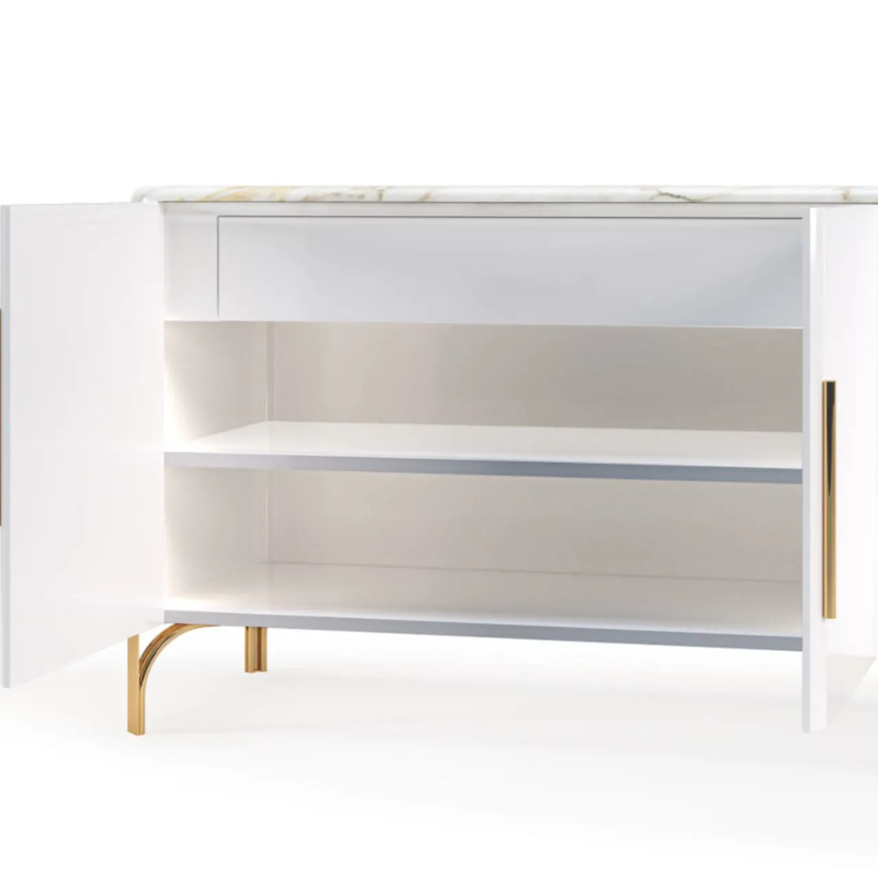 Morello Gianpaolo Sideboards Buffets<Flare Four-Door White Lacquered Sideboard