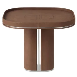 Daytona Side Tables<Fritz Glossy Steel & Brown Leather Side Table by Pulina Exclusive Interiors