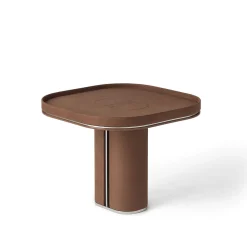 Daytona Side Tables<Fritz Glossy Steel & Brown Leather Side Table by Pulina Exclusive Interiors