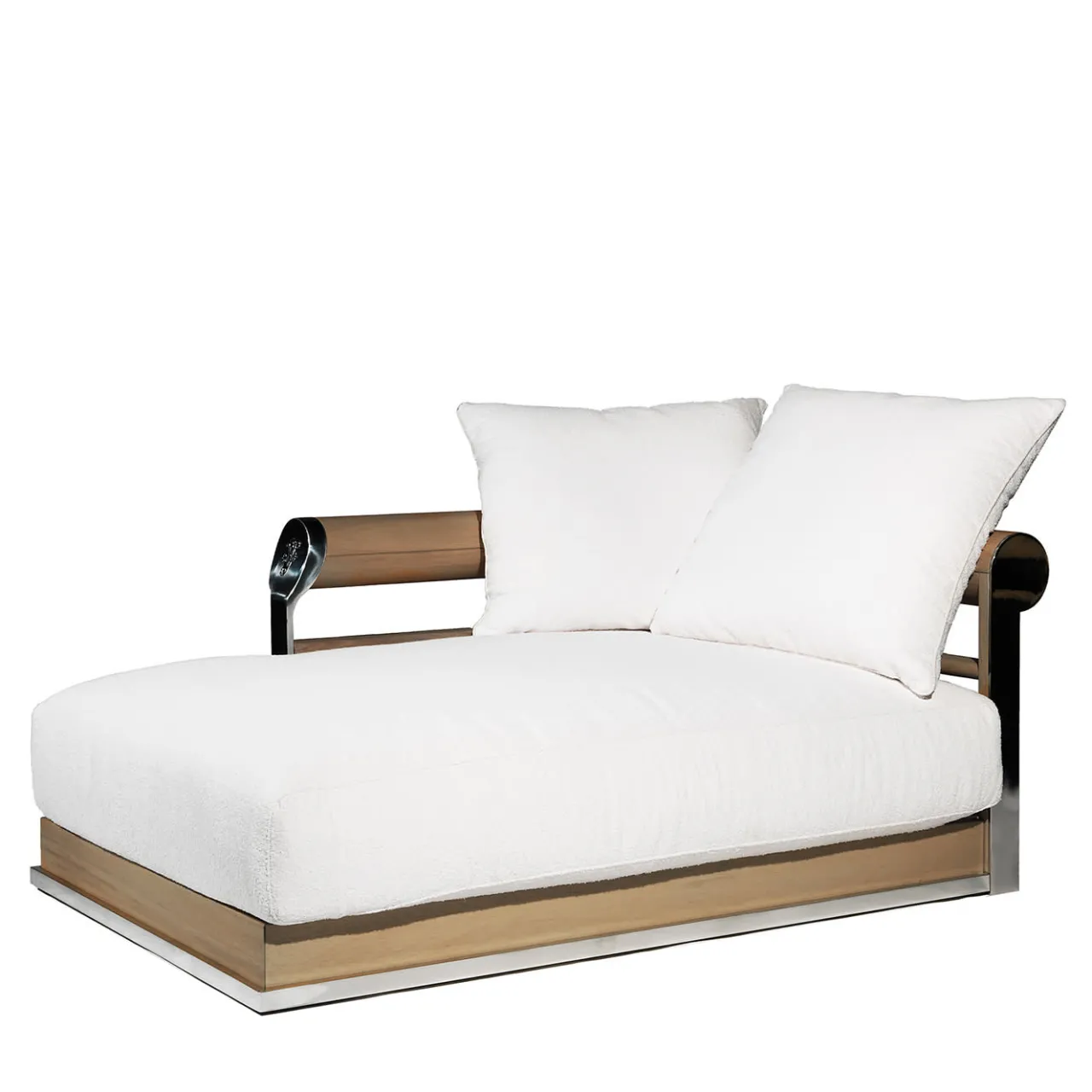 Visionnaire Outdoor Chaises & Daybeds<Galloway White Waterproof Fabric And Iroko Wood Outodoor Chaise