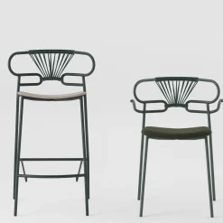 TrabA' Bar Stools<Genoa Green and White Stool by Cesare Ehr