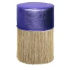 Lorenza Bozzoli Couture Ottomans & Poufs<Gleaming Purple Leather Gold Fringes Pouf by Lorenza Bozzoli