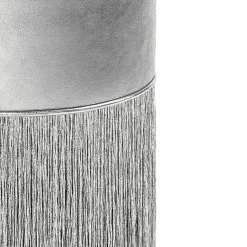 Lorenza Bozzoli Couture Bar Stools<Gleaming Silver Metallic Leather Bar Stool By Lorenza Bozzoli
