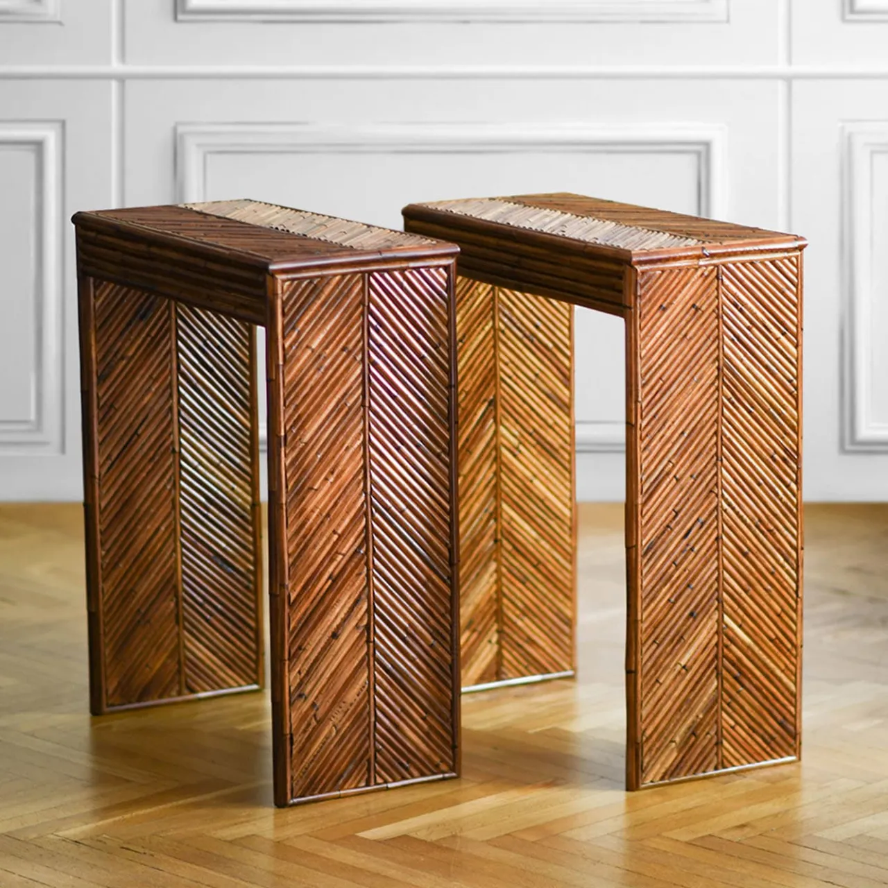 Molto Collectibles Consoles<Herringbone-Patterned Bamboo Console