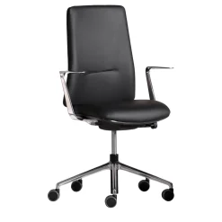 Real Piel Office Chairs<Ikon 1 Black Leather Swivel Office Chair