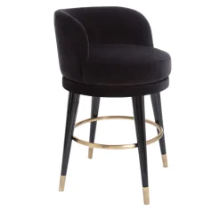 DOM Edizioni Bar Stools<Isidoro Black Swivel Bar Stool