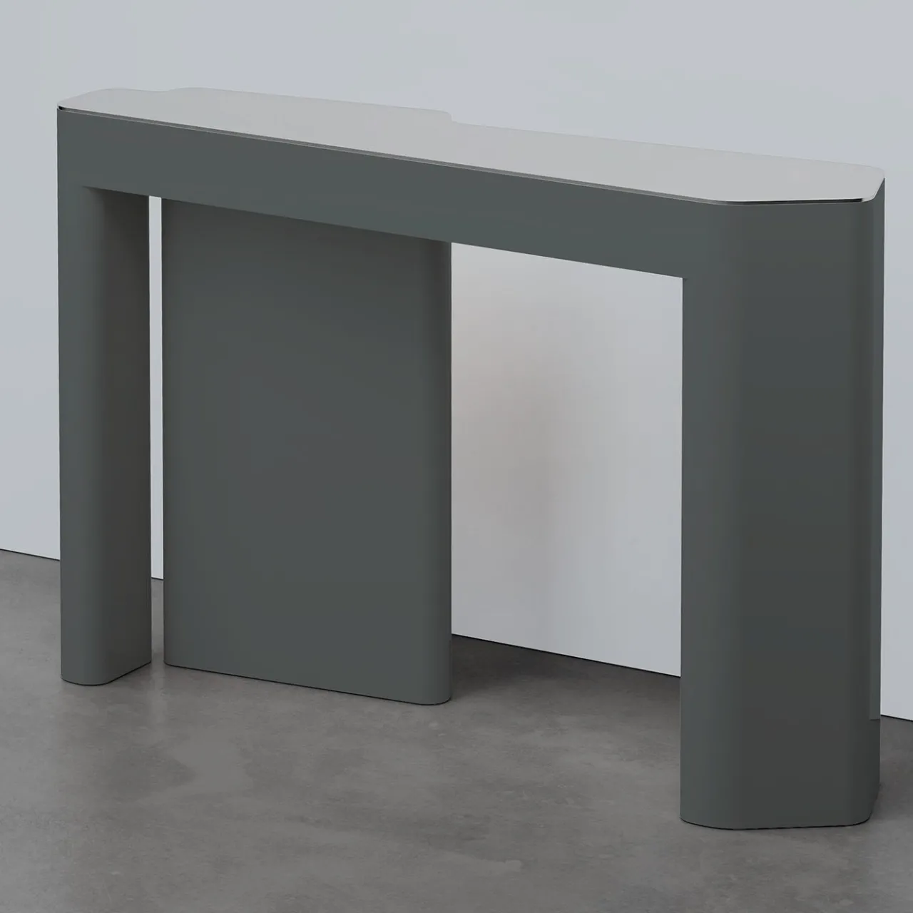 Secolo Consoles<Kara Glossy Blue Cenere Wood And Extra Clear Mirror Top Console