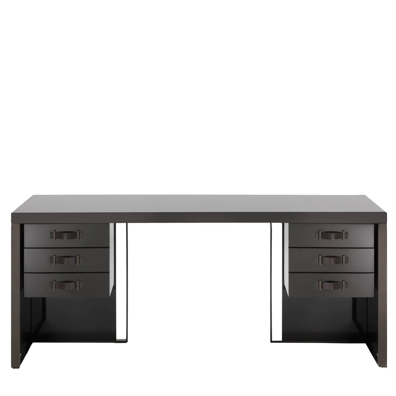 Galimberti Nino Desk & Writing Tables<Kobe cocoa glossy lacquered finish ash wood 6-Drawer Desk