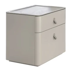 Alivar Nightstands<Kube Taupe leather Bedside Table