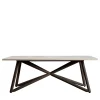 Veltha Outdoor Stone Design Outdoor Dining Tables<Larte 200 rectangular travertine stone and brown steel outdoor dining table