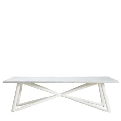 Veltha Outdoor Stone Design Outdoor Dining Tables<Larte 260 Rectangular White Carrara Marble and White Steel Outdoor Dining Table