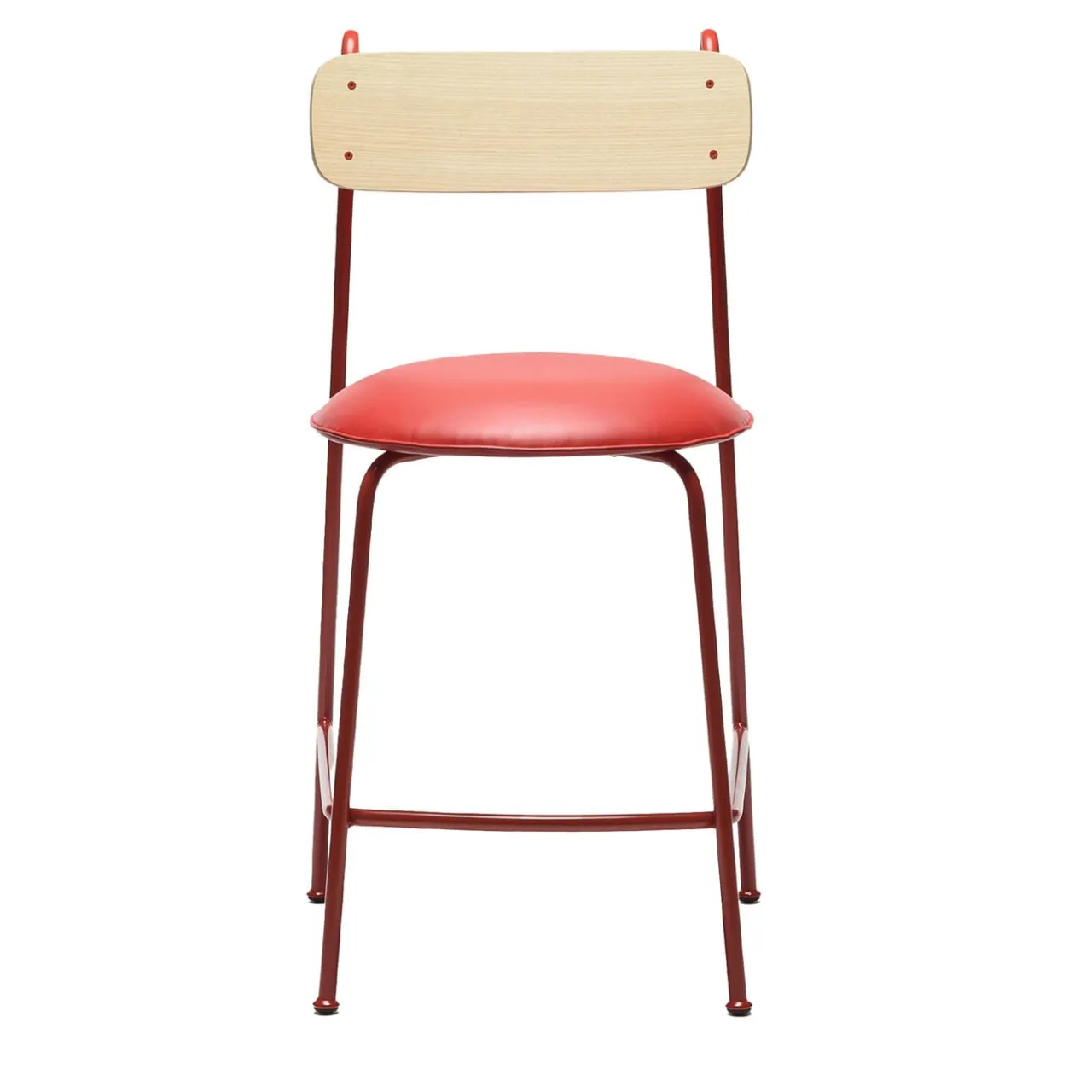 Chairs & More Bar Stools<Lena Sg-65 Red And Natural Ash Bar Stool By Designerd