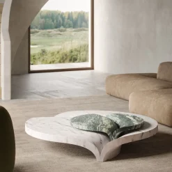 MMairo Coffee Tables<Luna Table in Green Luana and White Carrara Marble