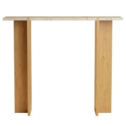 Lebanto Consoles<Maha Travertine and Oak Wood Console