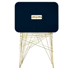 Black Tie Bar Cabinets<Mai Tai Blue-Black Wooden & Golden Metal Bar Cabinet