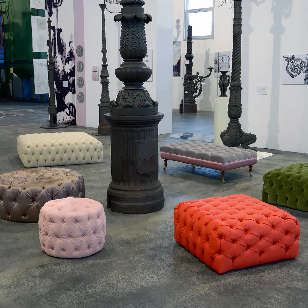 Domingo Salotti Ottomans & Poufs<Malvina Collection - White Large Square Capitonnè Pouf