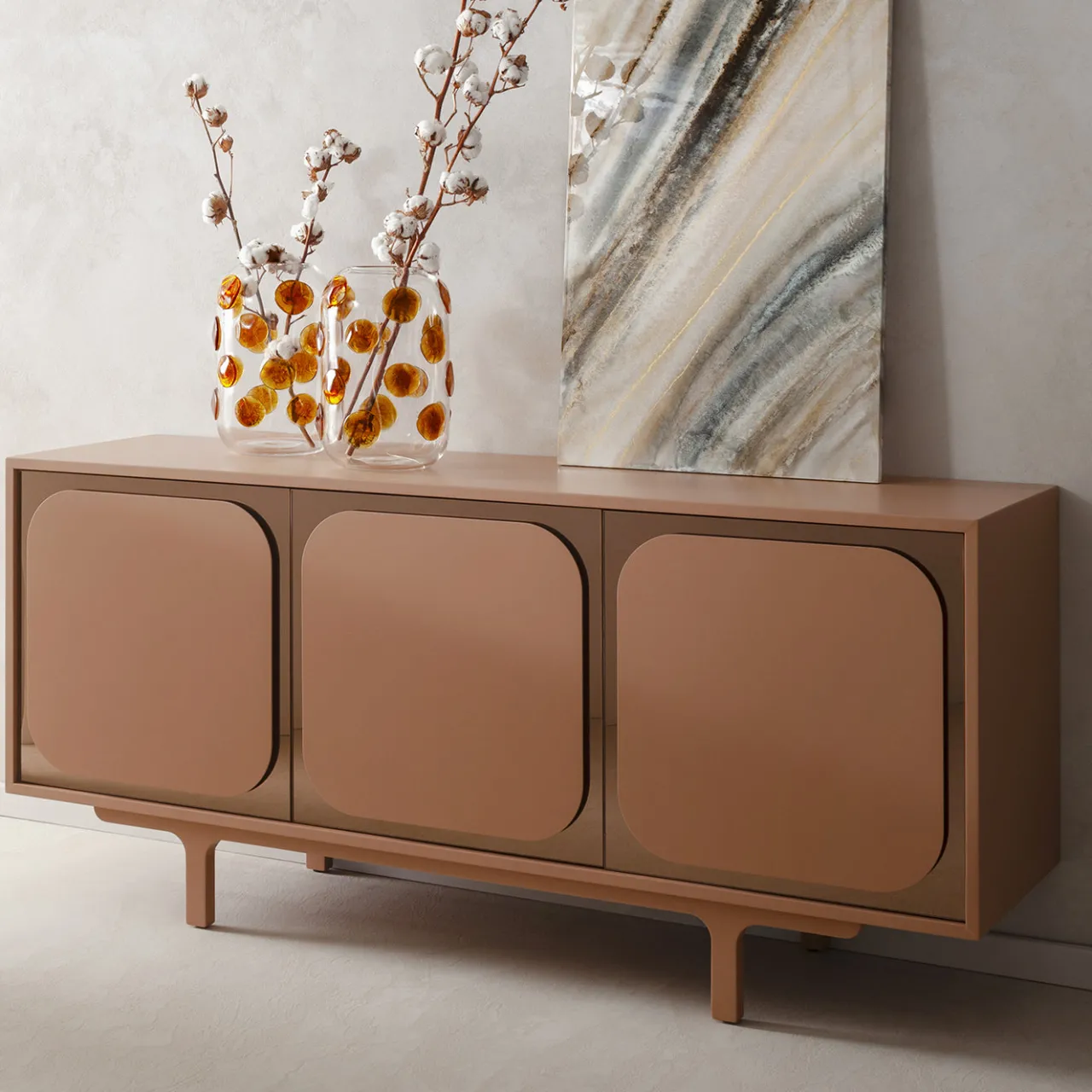 Morica Design Sideboards Buffets<Margarette 3-Door Mocha Mousse Sideboard