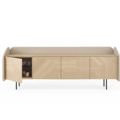 Morica Design Sideboards Buffets<Marmorino lacquered INTARSIO Sideboard with Hand-Inlaid Natural Oak Shell