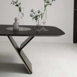 Morica Design Dining Tables<Metaverso Lazy Susan Rectangular Dining Table with a curved plywood base