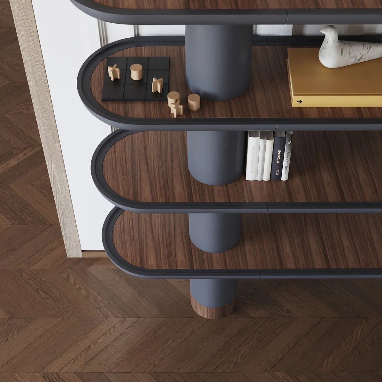 Ultramobili Bookcases<Mina 220 4-Shelf Graphite Gray Bookcase