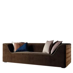 Provasi Sofas<Mohair Velvet and Suede Capitonné Sofa