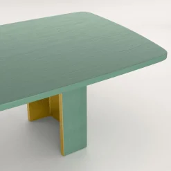 Cupioli Dining Tables<Nature Rectangular Green & Golden Wooden Dining Table