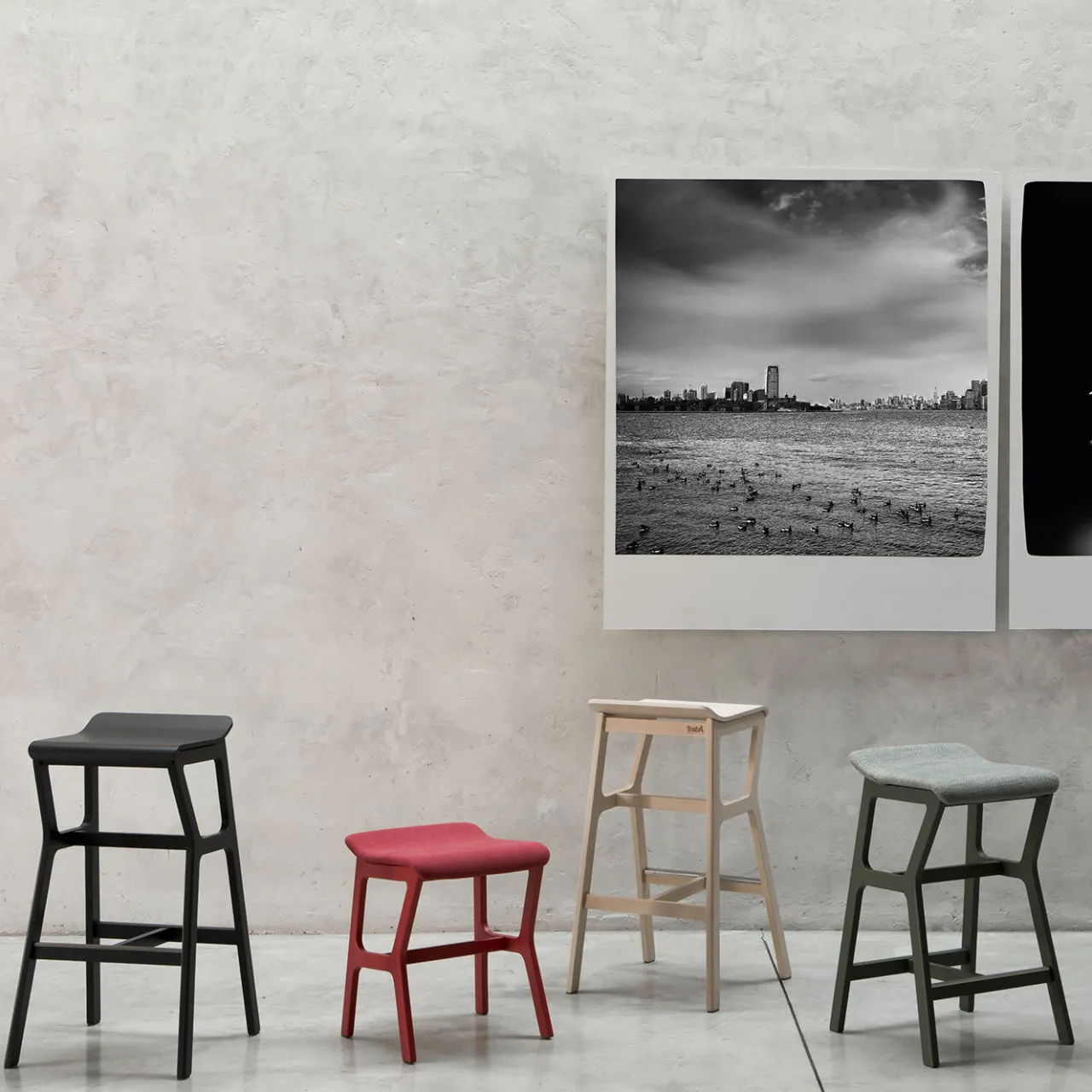 TrabA' Bar Stools<Nhino LE Medium Black Stool by Emilio Nanni