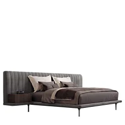 Bamax Beds<Opale Large Channeled Gray Double Bed