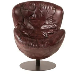 Mantellassi 1926 Armchairs<Pelè hand-patinated cartier red Crust leather swivel armchair