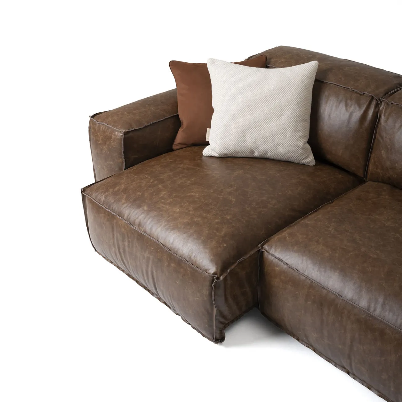 Mantellassi 1926 Sofas<Placido brown leather modular sofa
