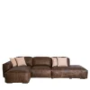Mantellassi 1926 Sofas<Placido brown leather modular sofa with chaise longue and Free Side