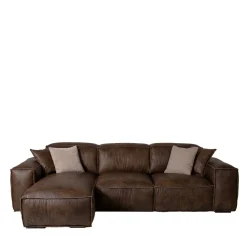 Mantellassi 1926 Sofas<Placido Brown Leather 3-Seater Sofa with Chaise Longue