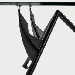 Baleri Italia Dining Tables<President M Round Table with Glass Top and Black Metal Frame