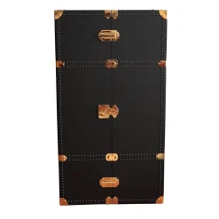 Terrida Trunks<Regale Wheeled Black & Gold Steamer Bar Trunk