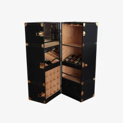 Terrida Trunks<Regale Wheeled Black & Gold Steamer Bar Trunk